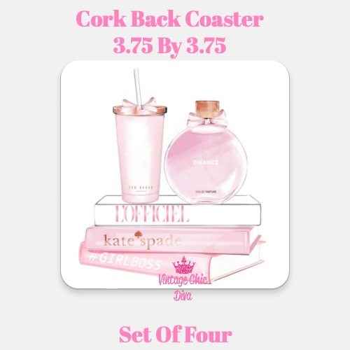 Chanel Chance Pink Perfume Set4 Coaster-