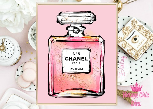 Chanel Perfume 5 Pink Background-