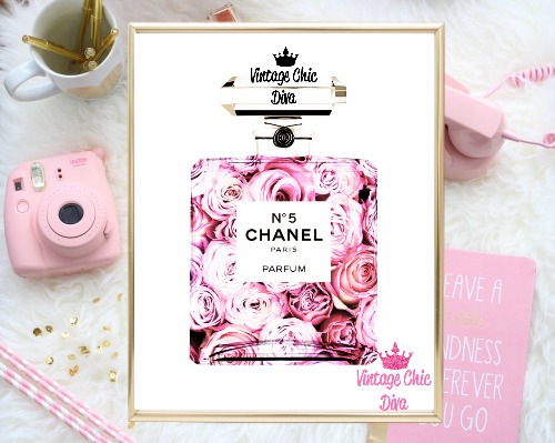 Chanel Perfume Floral White Background-
