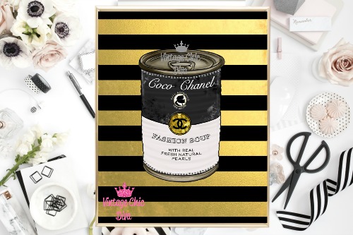Chanel Soup Black Gold Stripe Background-