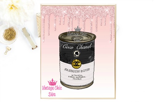 Chanel Soup Light Pink Glitter Drip Background-
