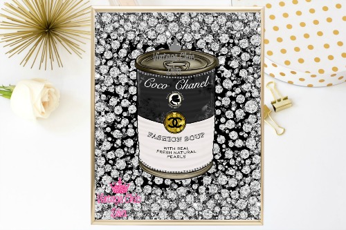 Chanel Soup Silver Diamond Black Background-