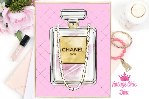 Chanel White Purse Pink Lattice Background-