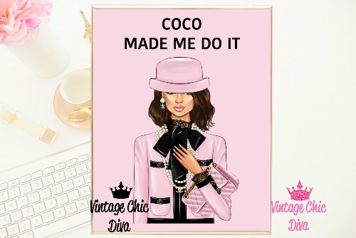 Coco Chanel Girl2 Pink Background-