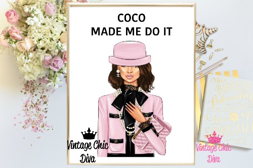 Coco Chanel Girl2 White Background-