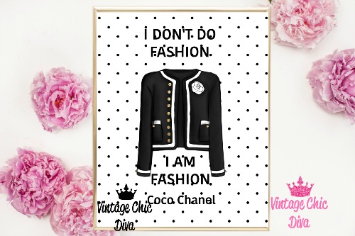 Coco Chanel Quote5 Black White Dots Background-