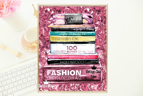 Fashion Books Pink Foil Background-