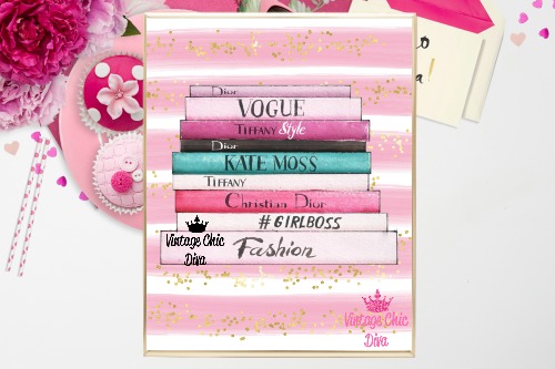 Fashion Books Pink Pink White Gold Dots Background-