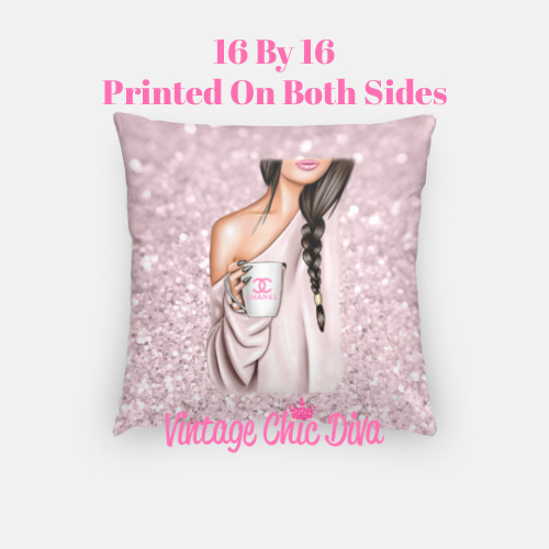 Fashion Coffee Girl1 Pillow Case-