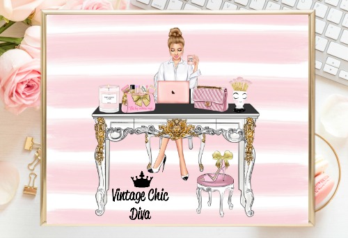 Girl Boss Set6 Pink White Stripe Background-