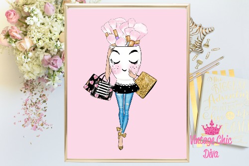 Glam Brush Girl Pink Background-
