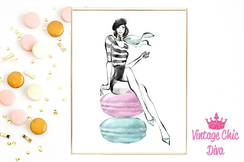 Laduree Paris Girl Macarons White Background-