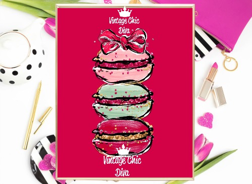 Macaron Set Bow Red Background-