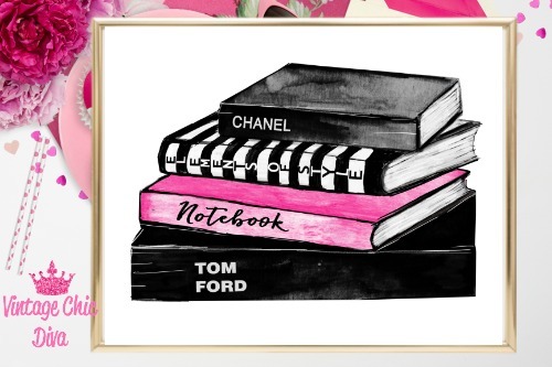 Paris Fashion Girl Books White Background-