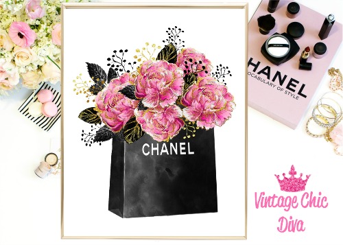 Paris Fashion Girl Chanel Flower Bag White Background-