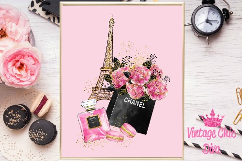 Paris Fashion Girl Eiffel Tower Set Pink Background-