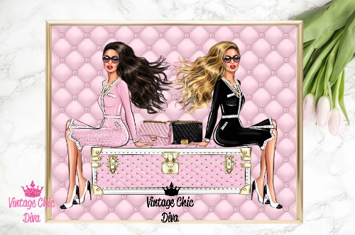 Paris Girls5 Pink Tufted Background-