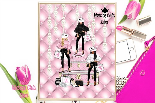 Paris Girls6 Pink Tufted Background-