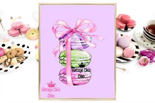 Pastel Macaron Set Purple Background-