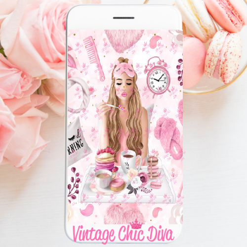 Pink Breakfast Girl1 Phone Wallpaper-