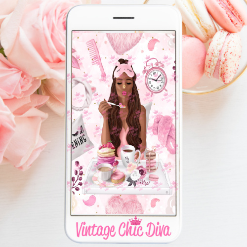 Pink Breakfast Girl5 Phone Wallpaper-