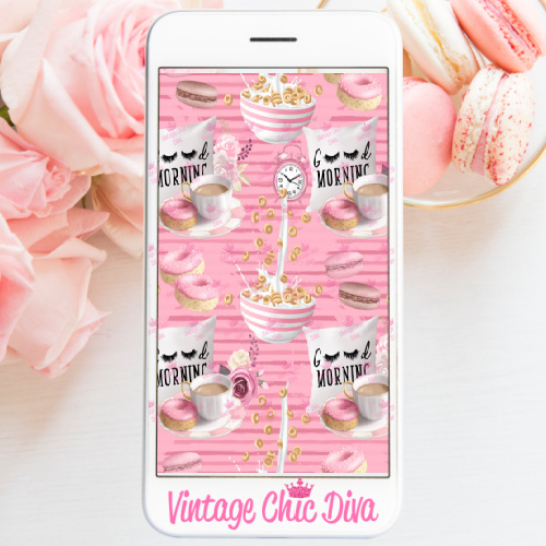 Pink Breakfast Set3 Phone Wallpaper-