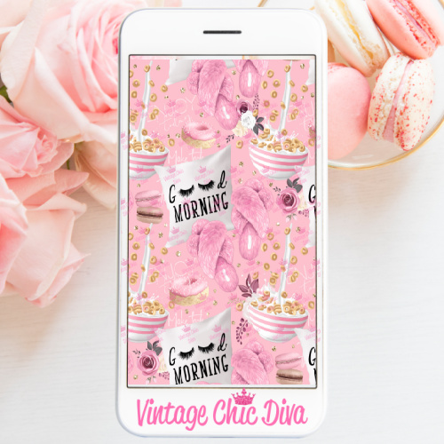 Pink Breakfast Set6 Phone Wallpaper-