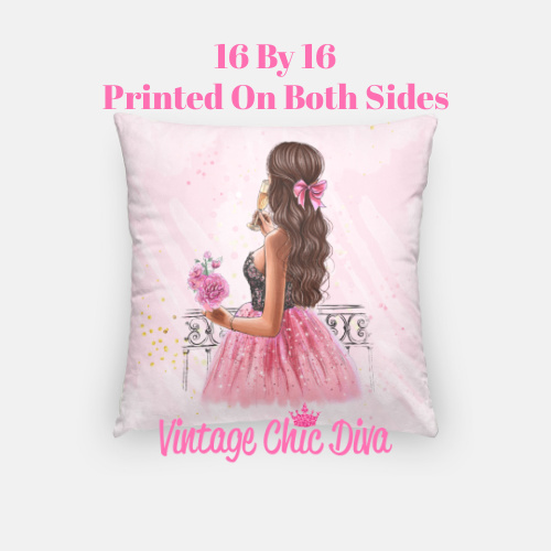 Pink Champagne Girl2 Pillow Case-
