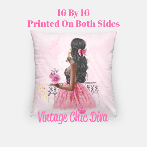 Pink Champagne Girl3 Pillow Case-