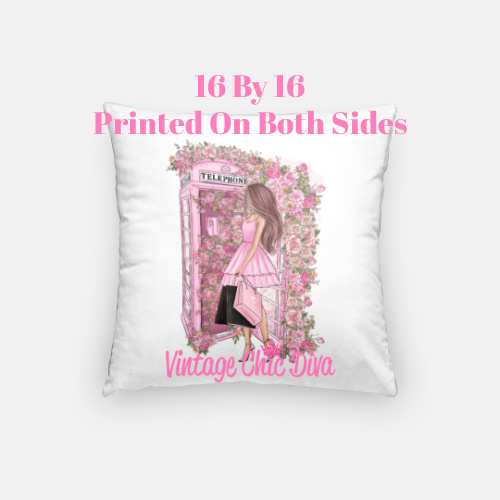 Pink Fashion Phone Girl1 Pillow Case-