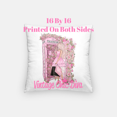 Pink Fashion Phone Girl5 Pillow Case-