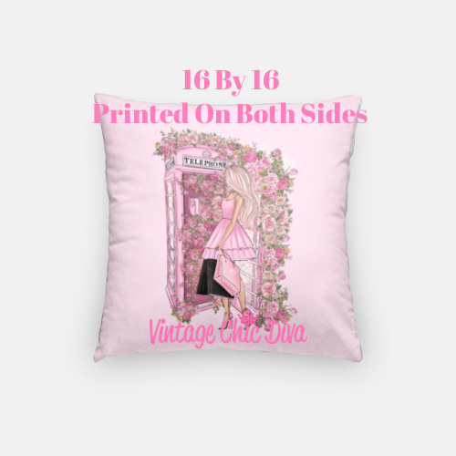 Pink Fashion Phone Girl6 Pillow Case-