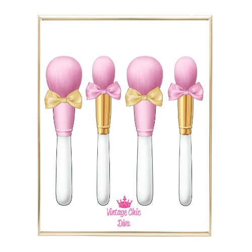 Pink Glam Brush Set1 Wh Bg-