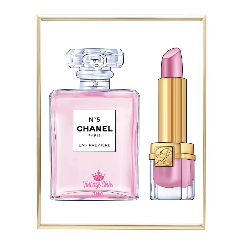 Pink Glam Chanel Perfume Lipstick Set1 Wh Bg-