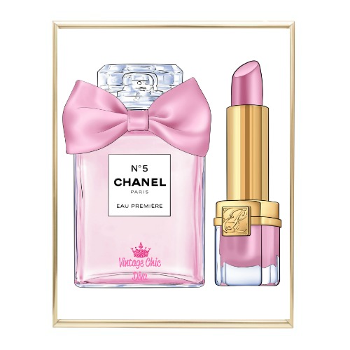 Pink Glam Chanel Perfume Lipstick Set2 Wh Bg-