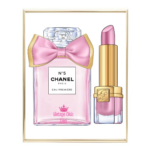 Pink Glam Chanel Perfume Lipstick Set4 Wh Bg-