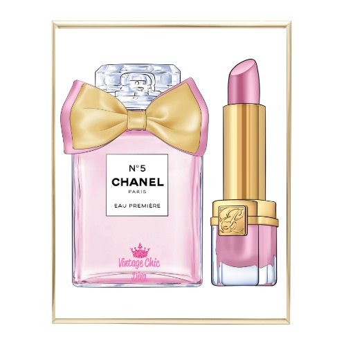 Pink Glam Chanel Perfume Lipstick Set5 Wh Bg-