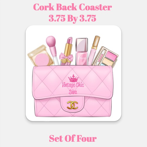 Pink Glam Handbag Makeup Set1 Coaster-