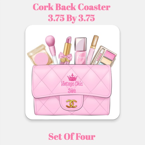 Pink Glam Handbag Makeup Set1 Coaster-