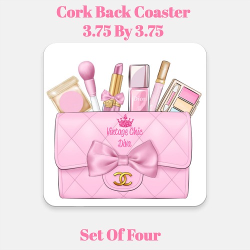 Pink Glam Handbag Makeup Set2 Coaster-