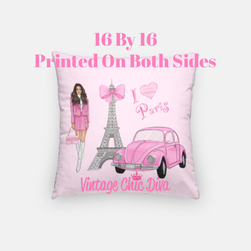 Pink Paris Girl10 Pillow Case-