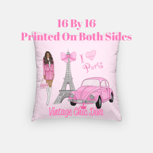 Pink Paris Girl12 Pillow Case-