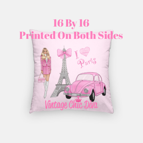 Pink Paris Girl2 Pillow Case-