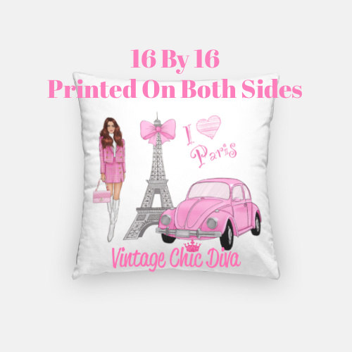 Pink Paris Girl3 Pillow Case-