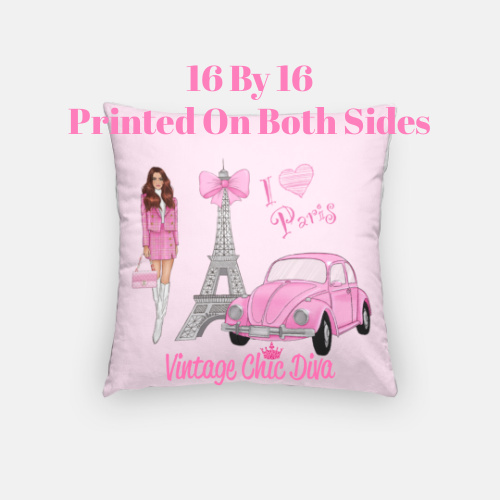 Pink Paris Girl4 Pillow Case-