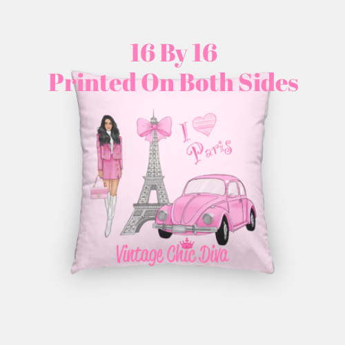 Pink Paris Girl6 Pillow Case-
