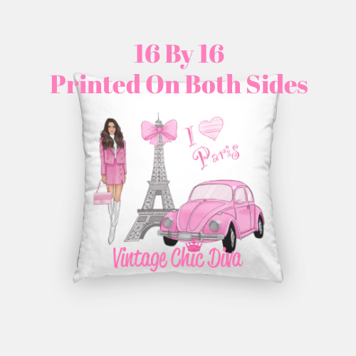 Pink Paris Girl9 Pillow Case-