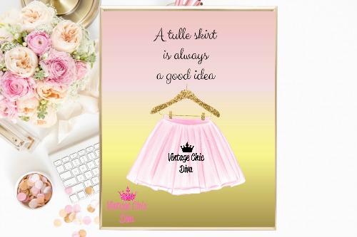 Pink Tulle Skirt Pink Gold Background-
