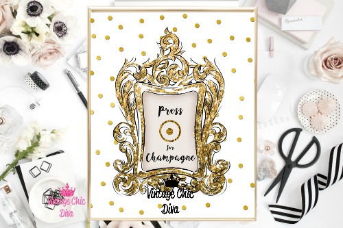 Press For Champagne Gold Dots White Background-