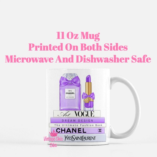 Purple Chanel Fashion Book Set2 Coffee Mug-